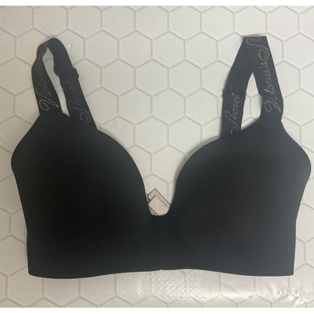 Victoria's Secret Black Logo Lined Wireless T-Shirt Bra Women 32DDD Vietnam
